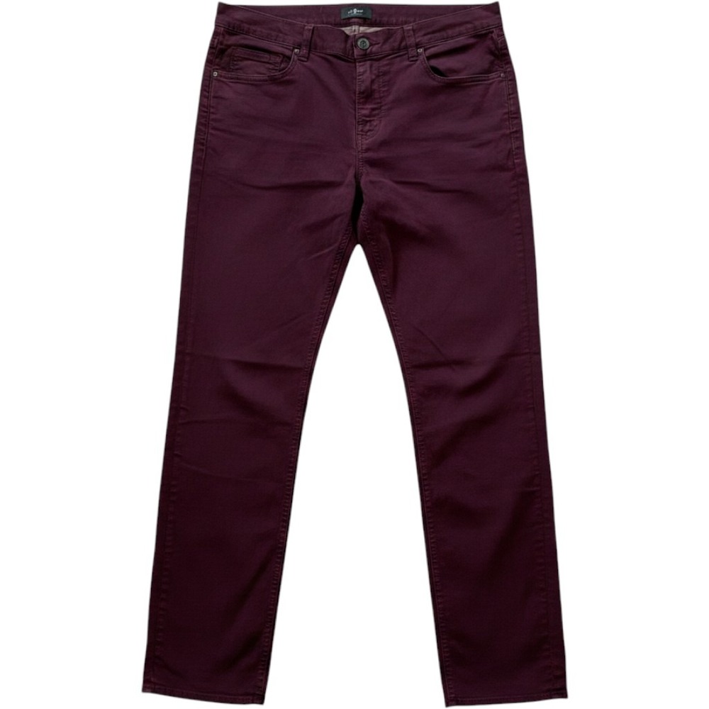 7 For All Mankind Slimmy Slim Straight Pants Mens 34 Burgundy Red Stretch Indie